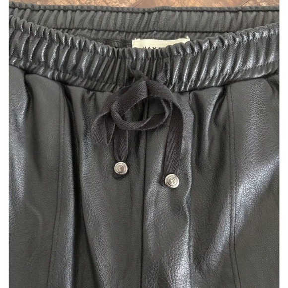 NWT MAX STUDIO ELASTIC DRAWSTRING WAIST Faux LEATHER LIKE BLACK Pants SIZE Large - Picture 4 of 6